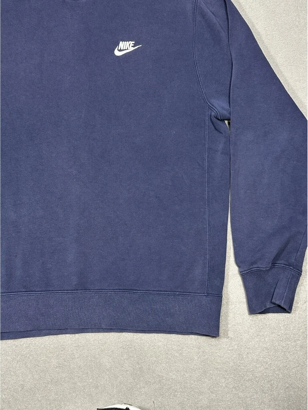 Nike Small Swoosh Crewneck Sweatshirt Navy Blue Mens Size S